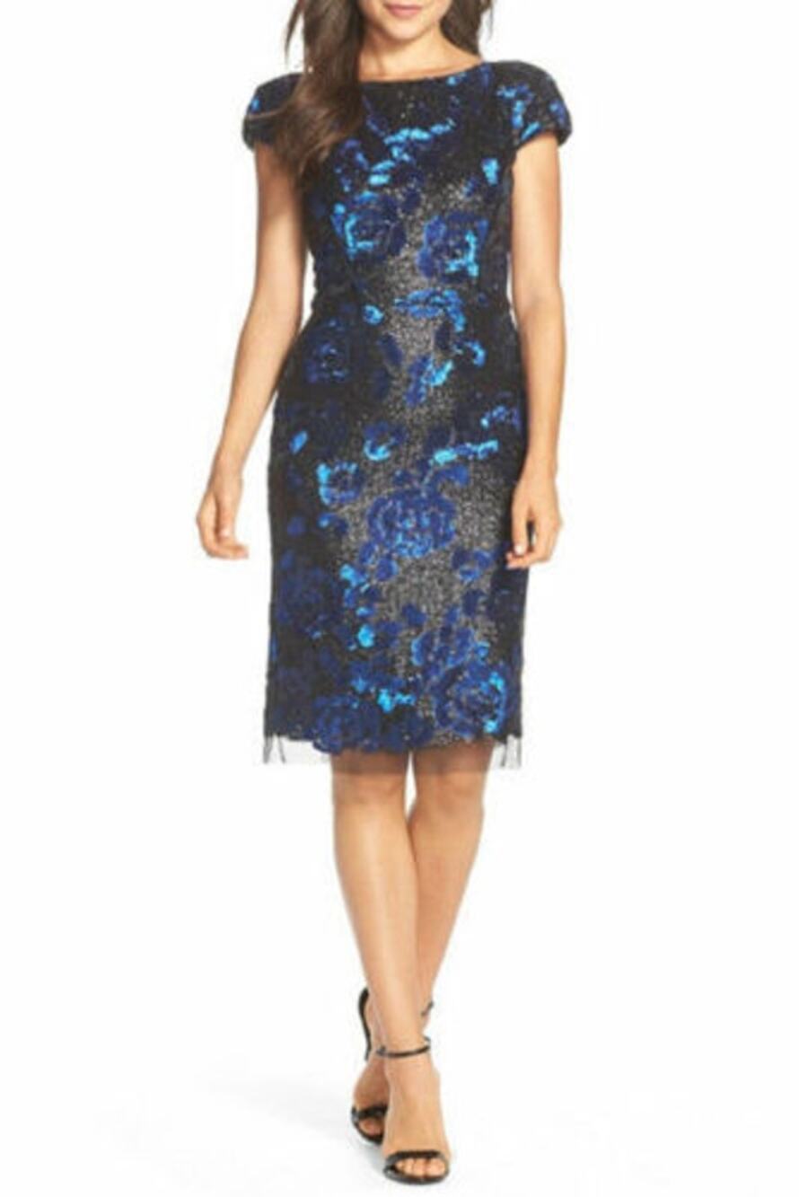 Vera Wang DRESS Sequin Bodycon Dress Cap Sleeve Formal Event Classy Date LBD - 6